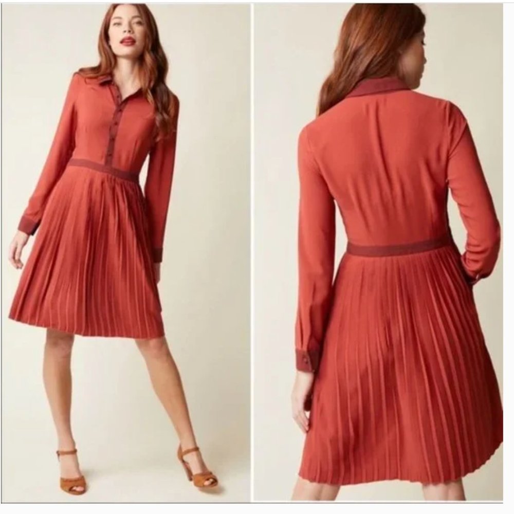 Modcloth My Typist Pleated Dress sz S
